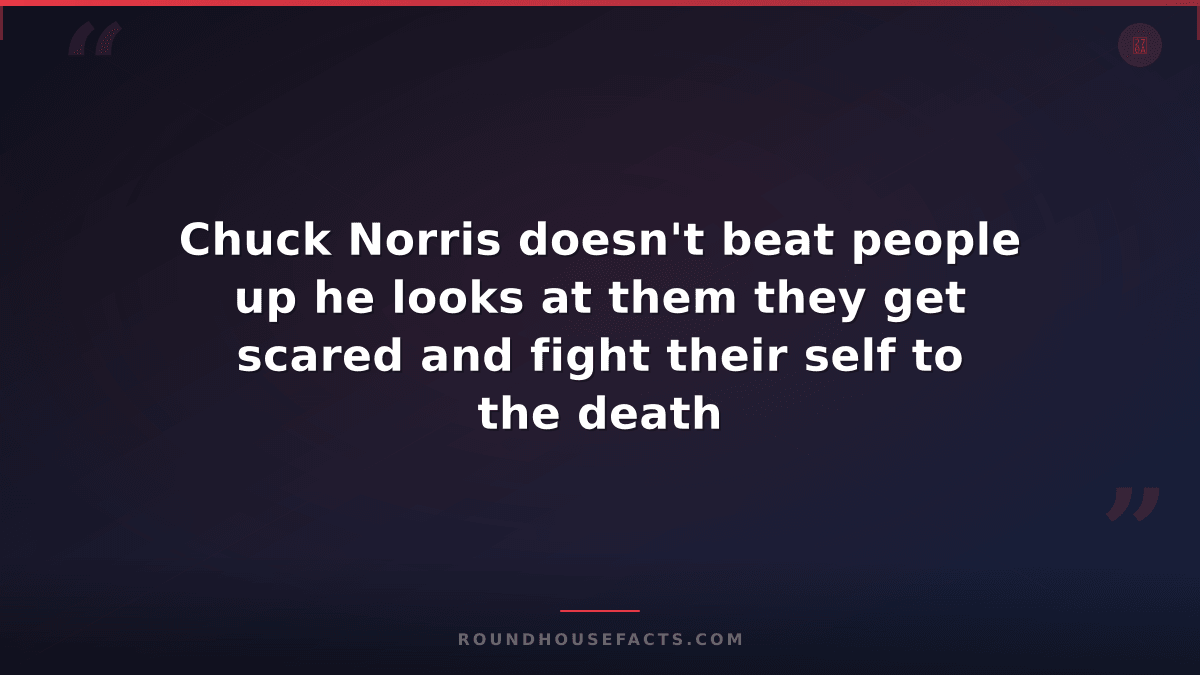 Chuck Norris Fact — Chuck Norris doesn't beat people up he looks at them they ge