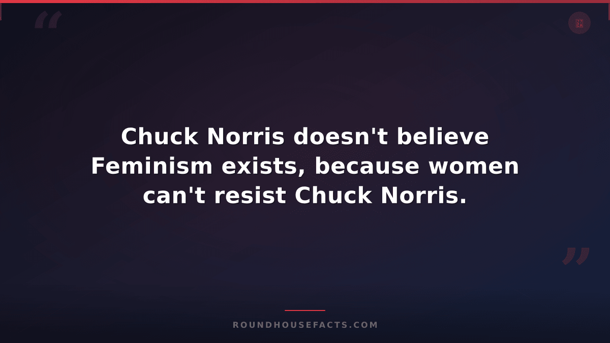 Chuck Norris Fact — Chuck Norris doesn't believe Feminism exists, because women