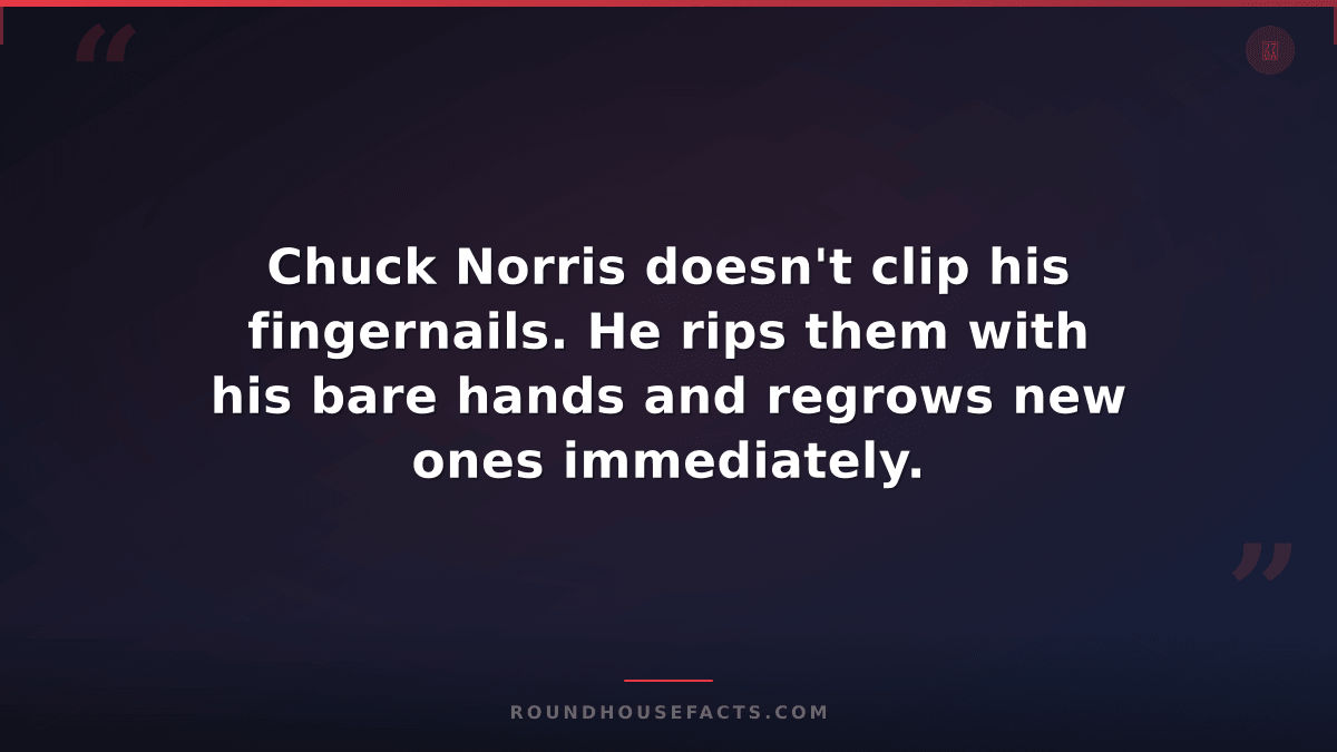 Chuck Norris Fact — Chuck Norris doesn't clip his fingernails. He rips them with