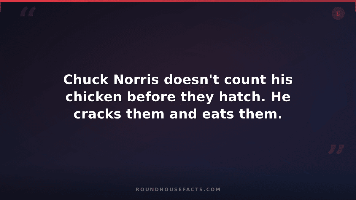 Chuck Norris Fact — Chuck Norris doesn't count his chicken before they hatch. He