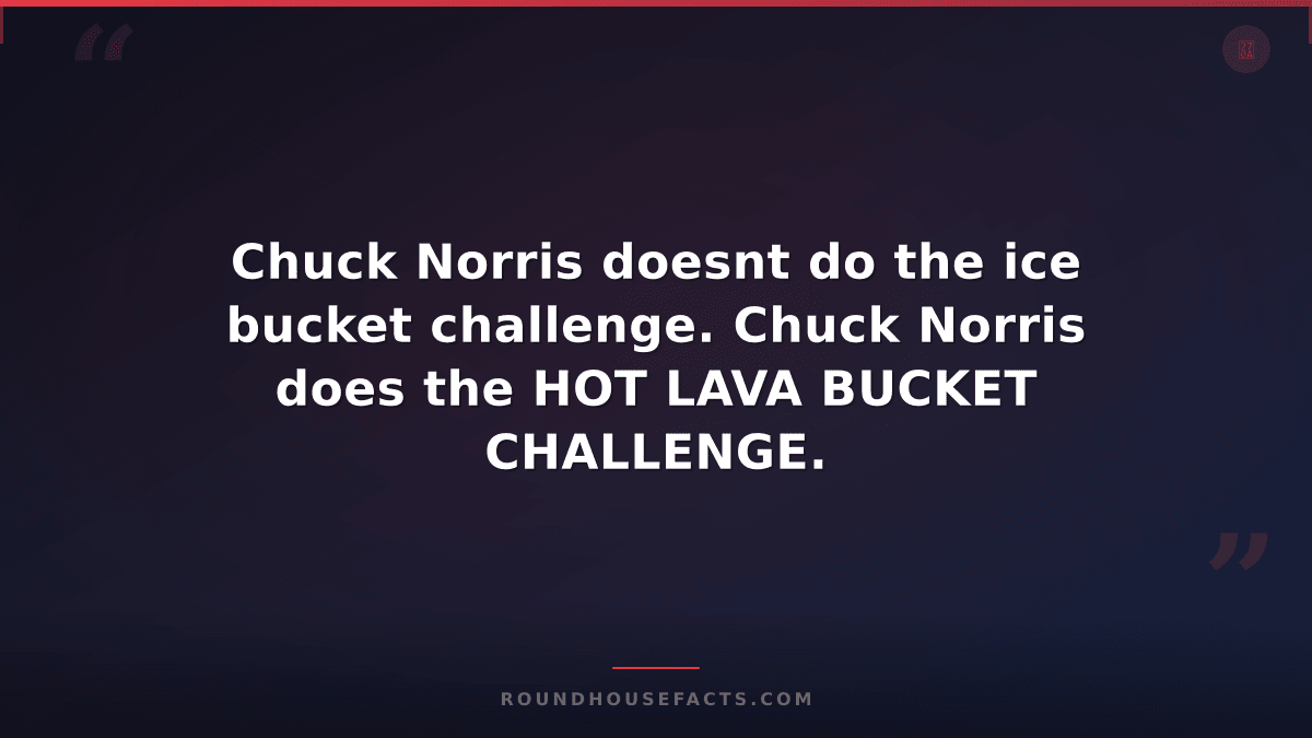 Chuck Norris Fact — Chuck Norris doesnt do the ice bucket challenge. Chuck Norri