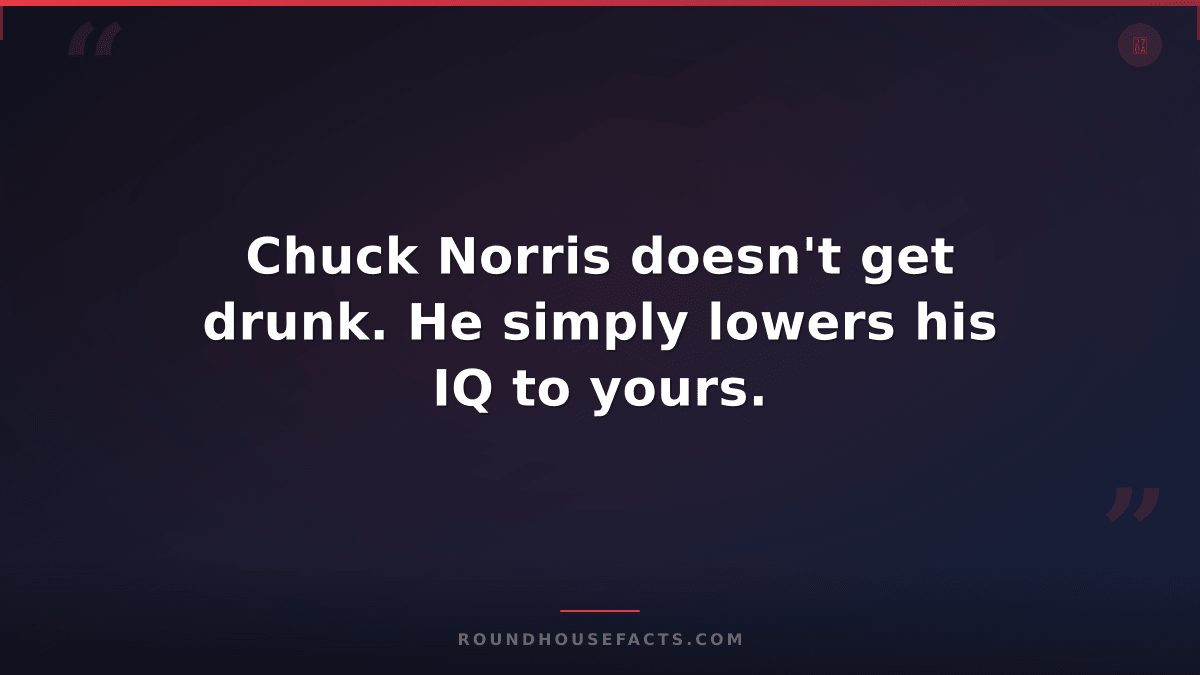 Chuck Norris Fact — Chuck Norris doesn't get drunk. He simply lowers his IQ to y