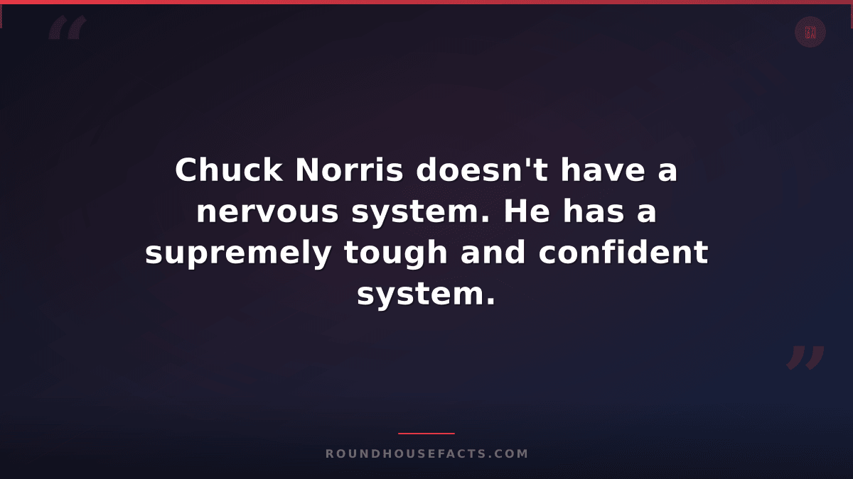 Chuck Norris Fact — Chuck Norris doesn't have a nervous system. He has a supreme