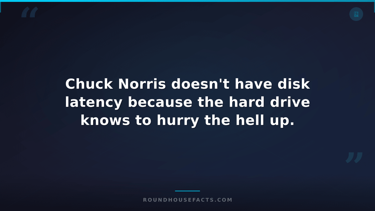 Chuck Norris Fact — Chuck Norris doesn't have disk latency because the hard driv