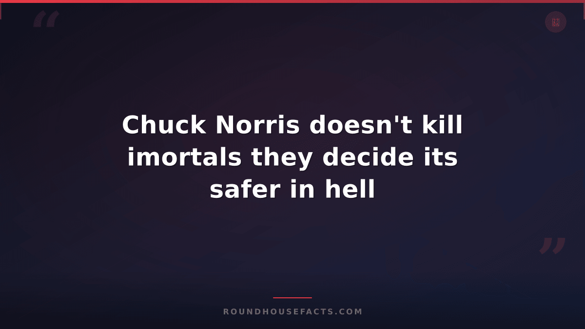 Chuck Norris Fact — Chuck Norris doesn't kill imortals they decide its safer in
