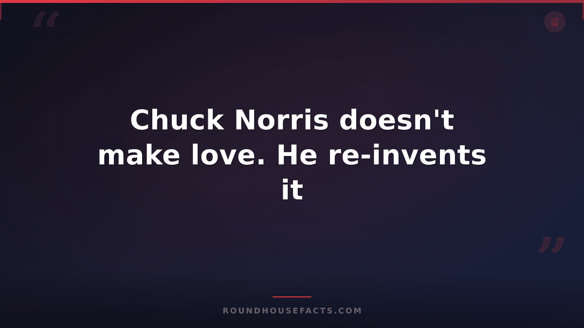 Chuck Norris Fact — Chuck Norris doesn't make love. He re-invents it