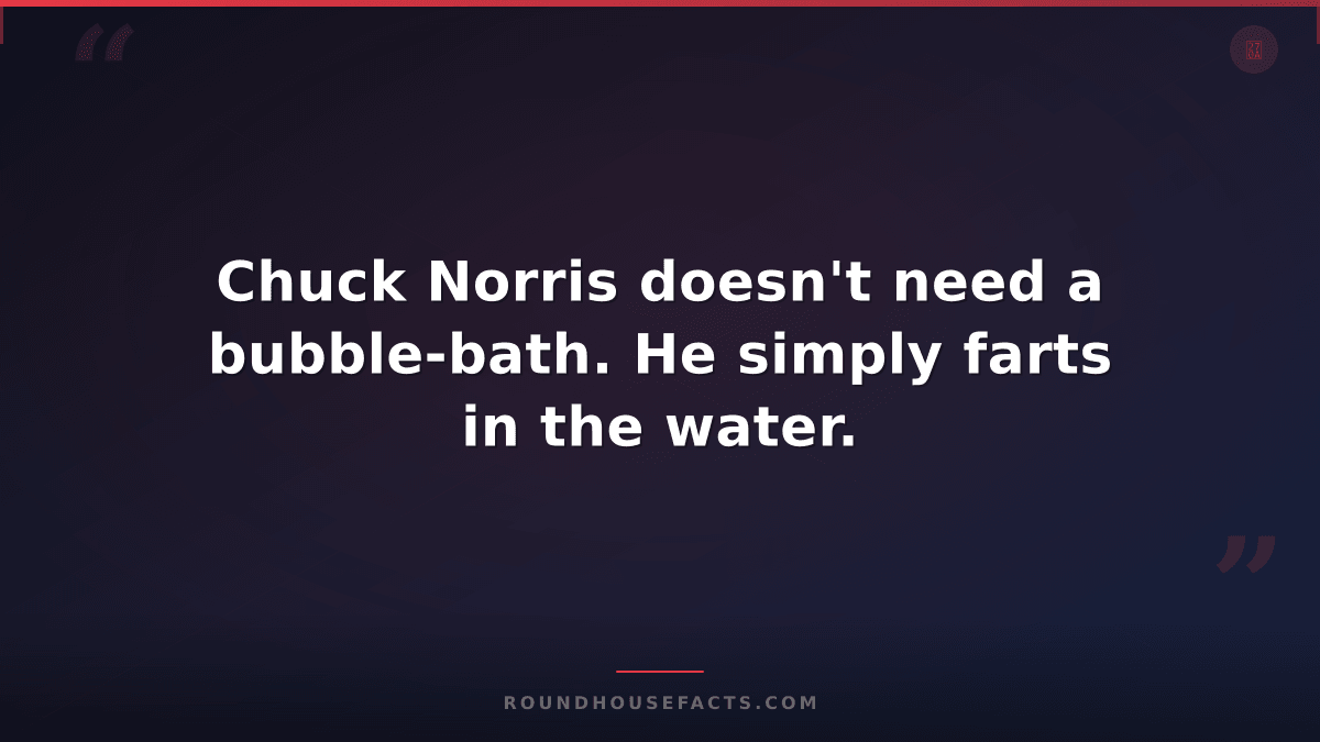 Chuck Norris Fact — Chuck Norris doesn't need a bubble-bath. He simply farts in