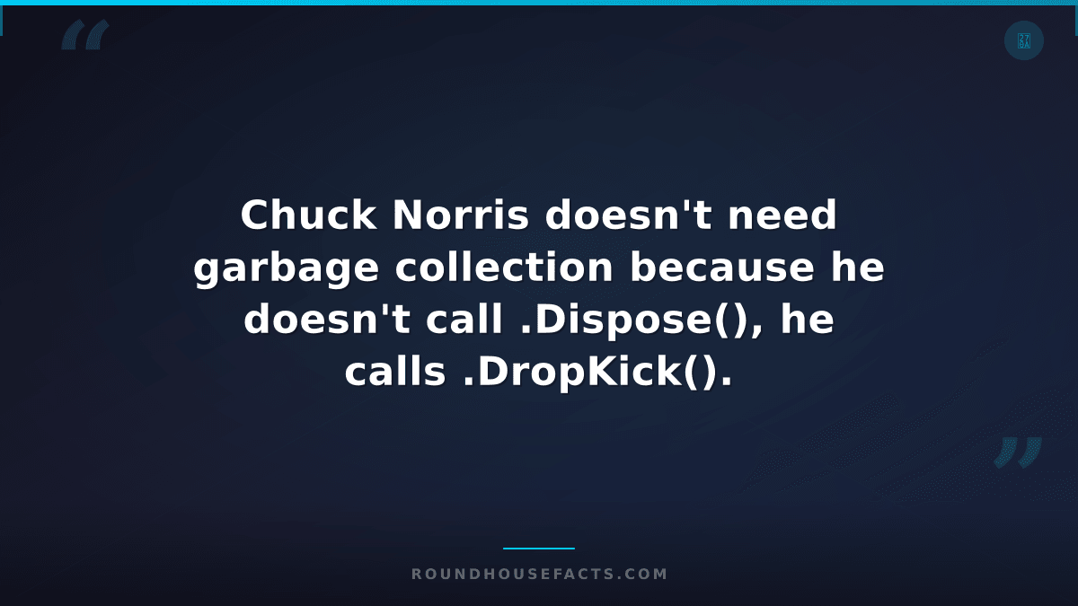 Chuck Norris Fact — Chuck Norris doesn't need garbage collection because he does