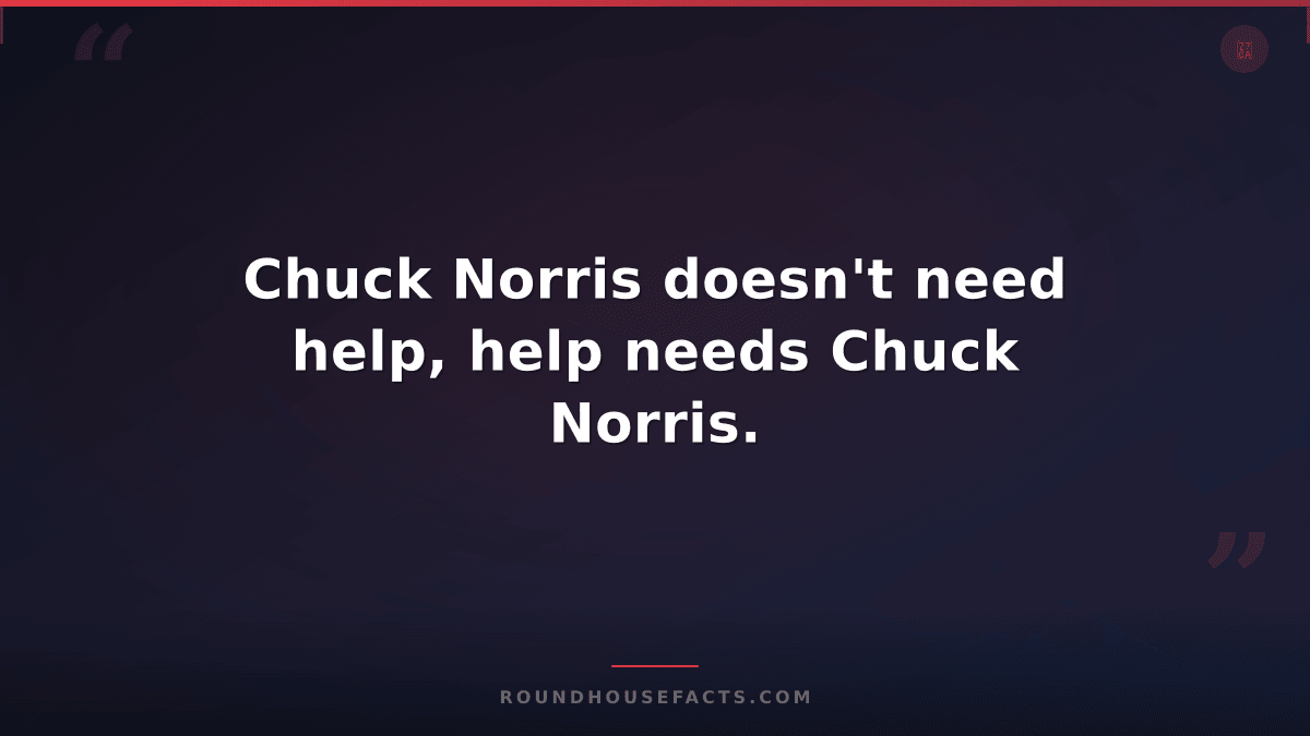 Chuck Norris Fact — Chuck Norris doesn't need help, help needs Chuck Norris.