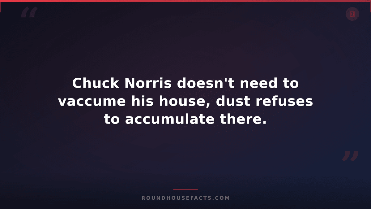 Chuck Norris Fact — Chuck Norris doesn't need to vaccume his house, dust refuses