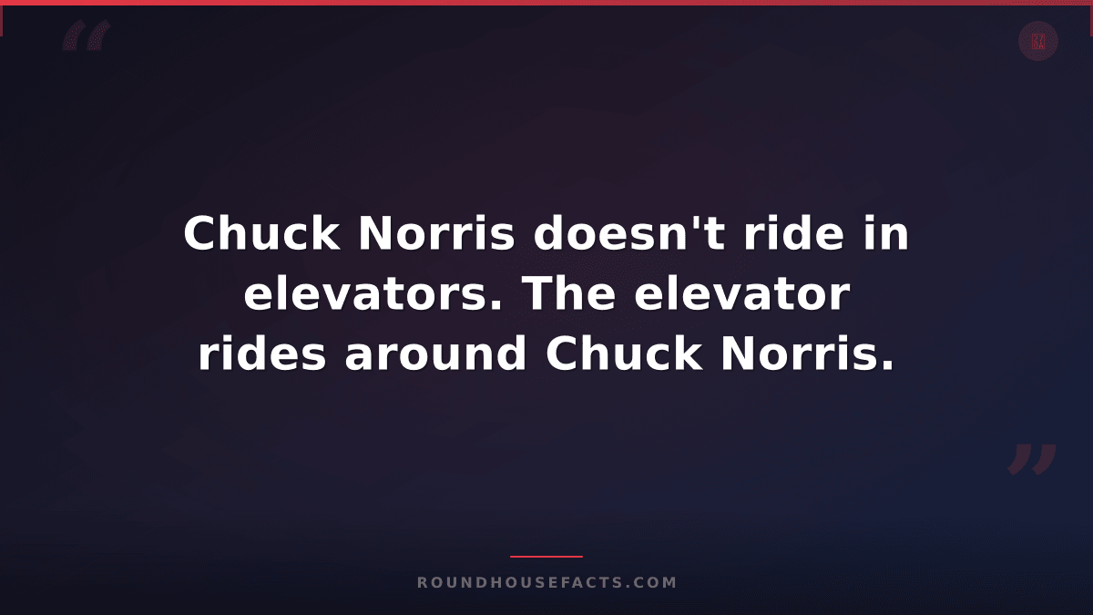 Chuck Norris Fact — Chuck Norris doesn't ride in elevators. The elevator rides a