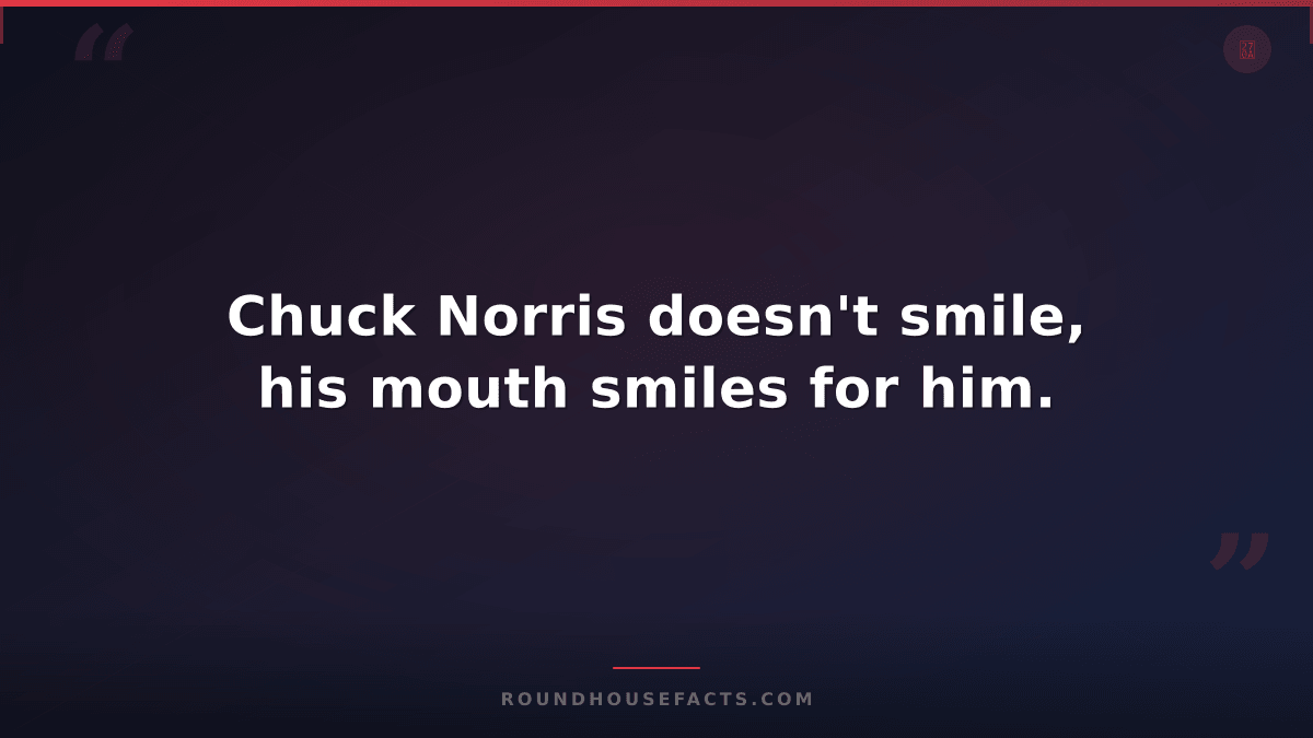 Chuck Norris Fact — Chuck Norris doesn't smile, his mouth smiles for him.