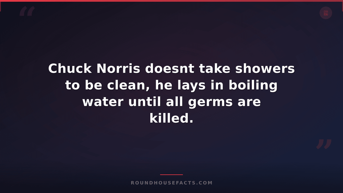 Chuck Norris Fact — Chuck Norris doesnt take showers to be clean, he lays in boi