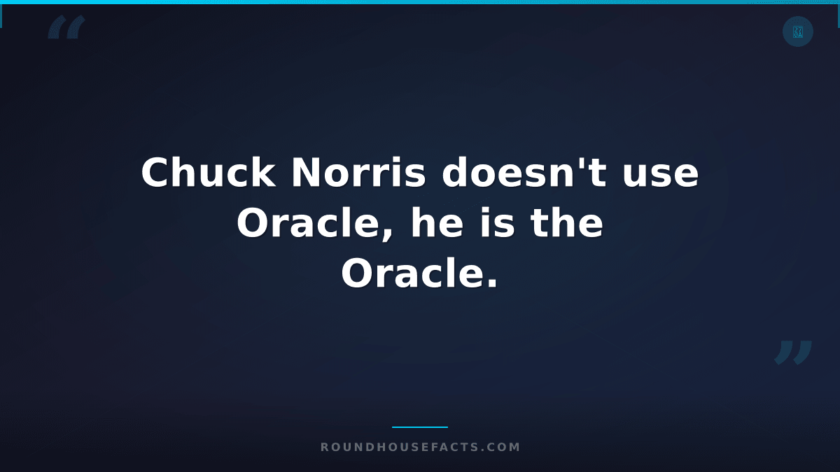 Chuck Norris Fact — Chuck Norris doesn't use Oracle, he is the Oracle.