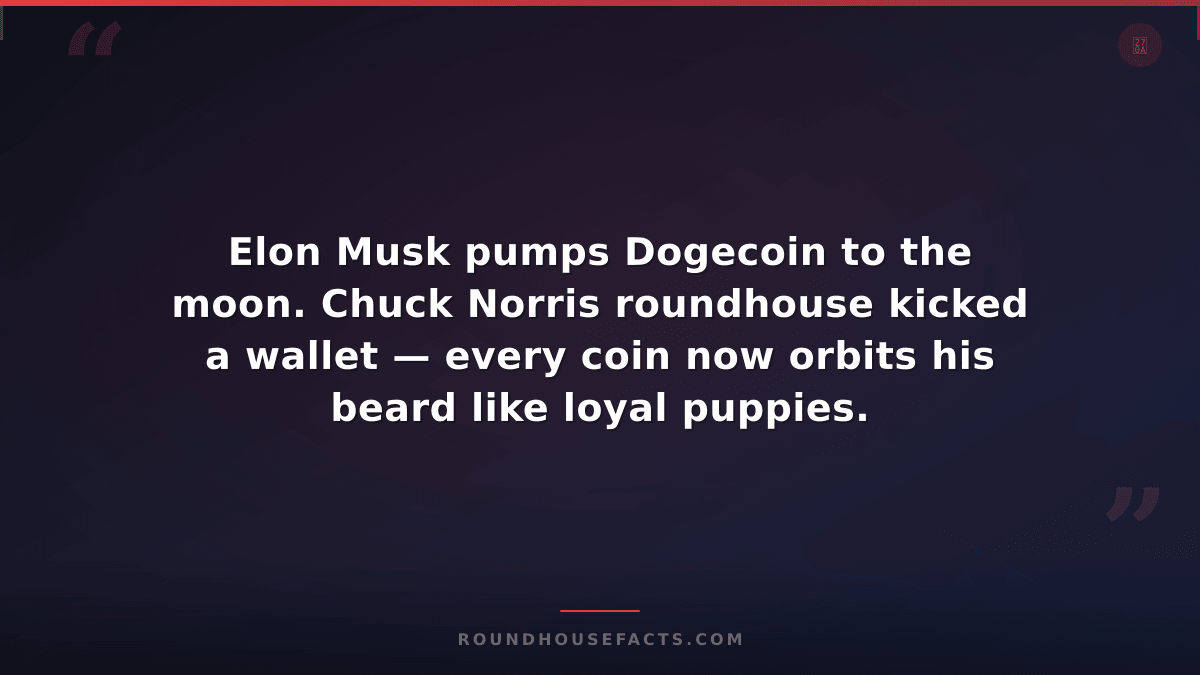 Chuck Norris Fact — Elon Musk pumps Dogecoin to the moon. Chuck Norris roundhous