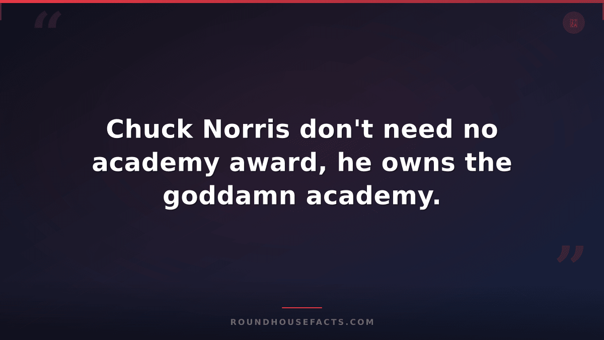 Chuck Norris Fact — Chuck Norris don't need no academy award, he owns the goddam