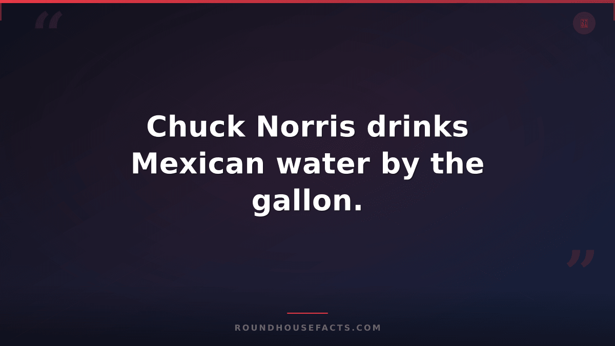 Chuck Norris Fact — Chuck Norris drinks Mexican water by the gallon.