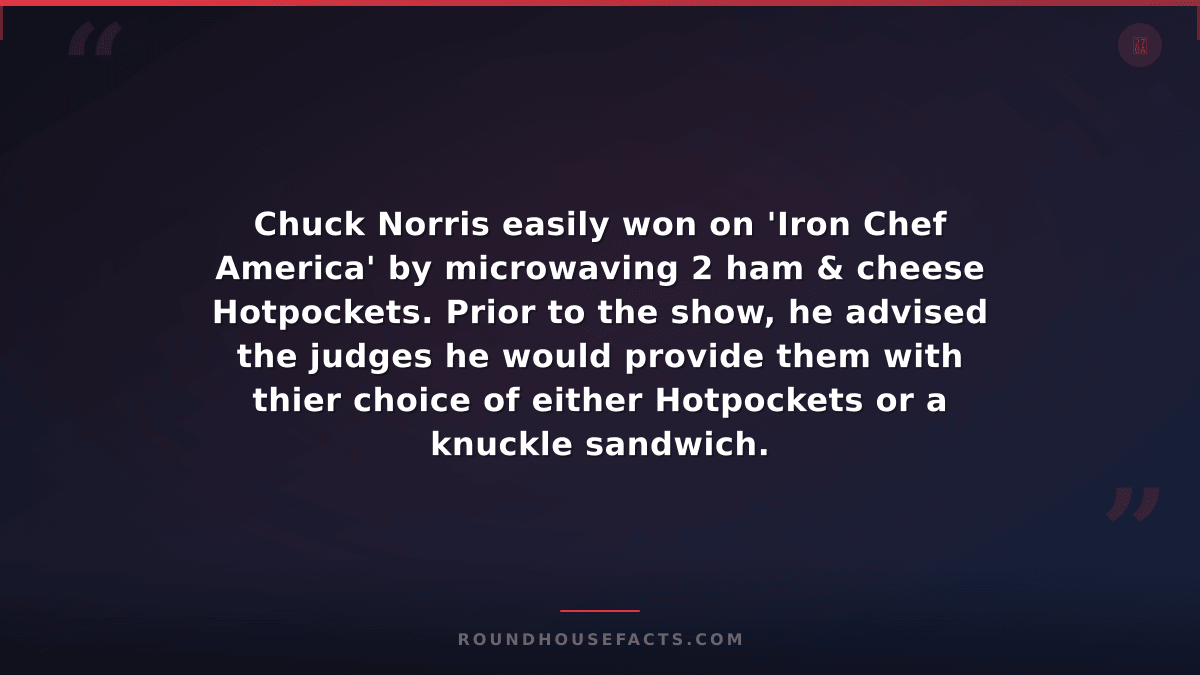 Chuck Norris Fact — Chuck Norris easily won on 'Iron Chef America' by microwavin