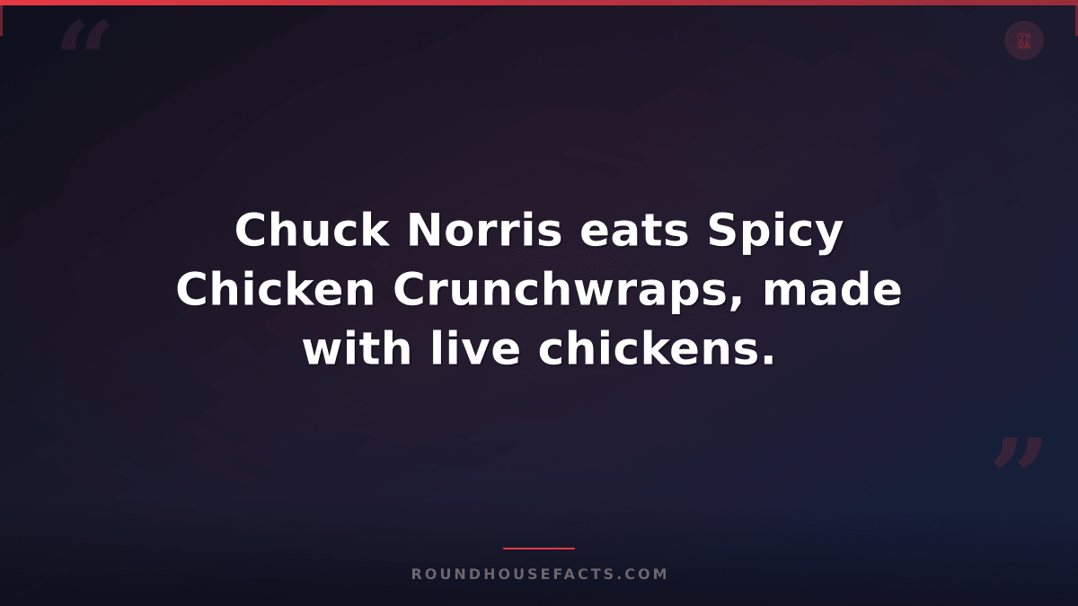 Chuck Norris Fact — Chuck Norris eats Spicy Chicken Crunchwraps, made with live