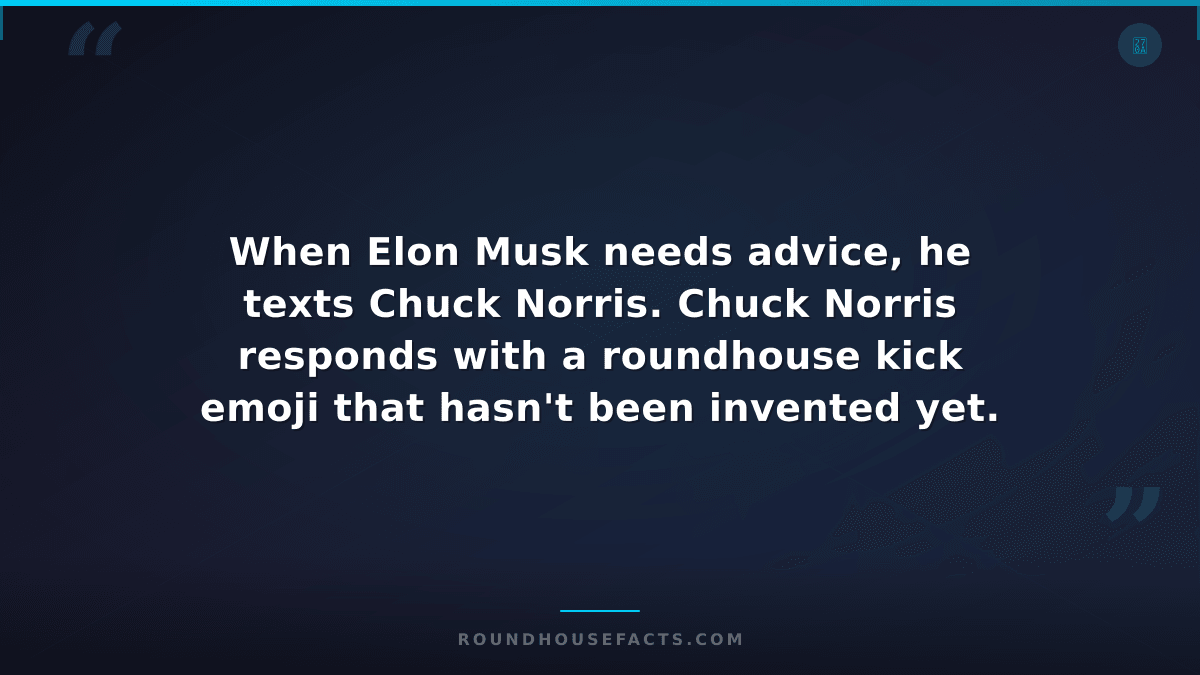 Chuck Norris Fact — When Elon Musk needs advice, he texts Chuck Norris. Chuck No