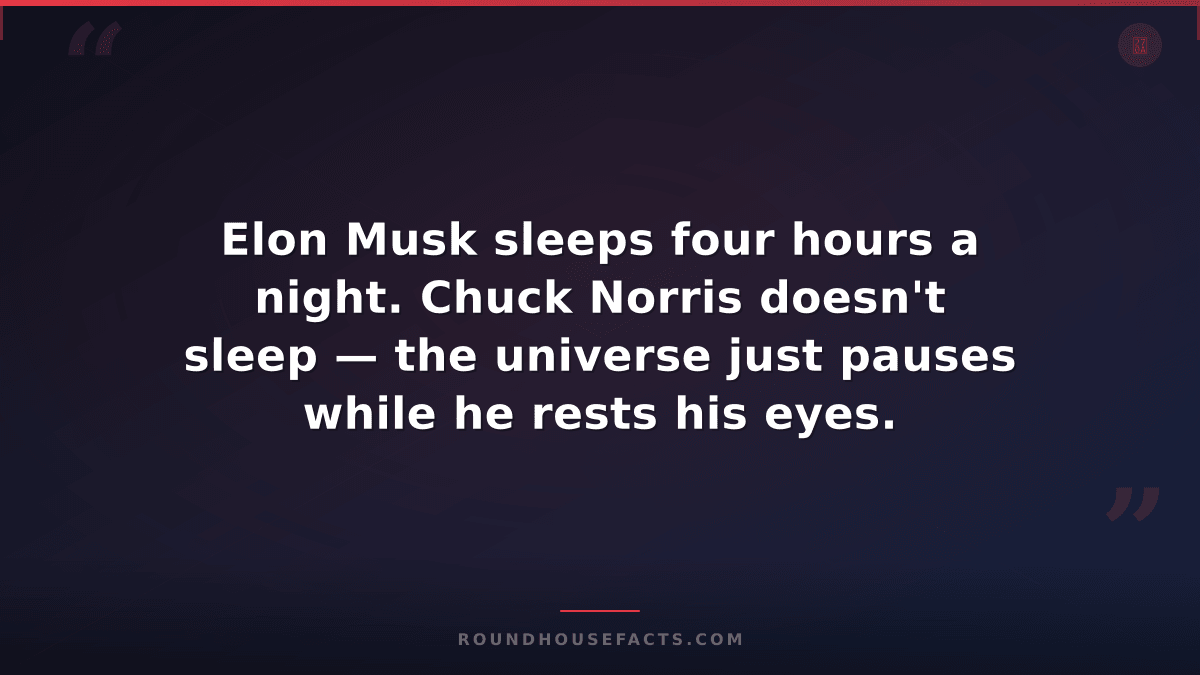 Chuck Norris Fact — Elon Musk sleeps four hours a night. Chuck Norris doesn't sl