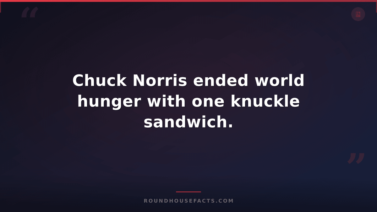 Chuck Norris Fact — Chuck Norris ended world hunger with one knuckle sandwich.