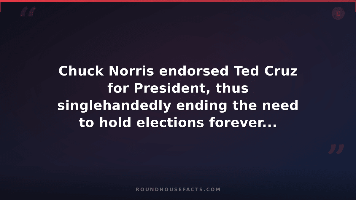 Chuck Norris Fact — Chuck Norris endorsed Ted Cruz for President, thus singlehan