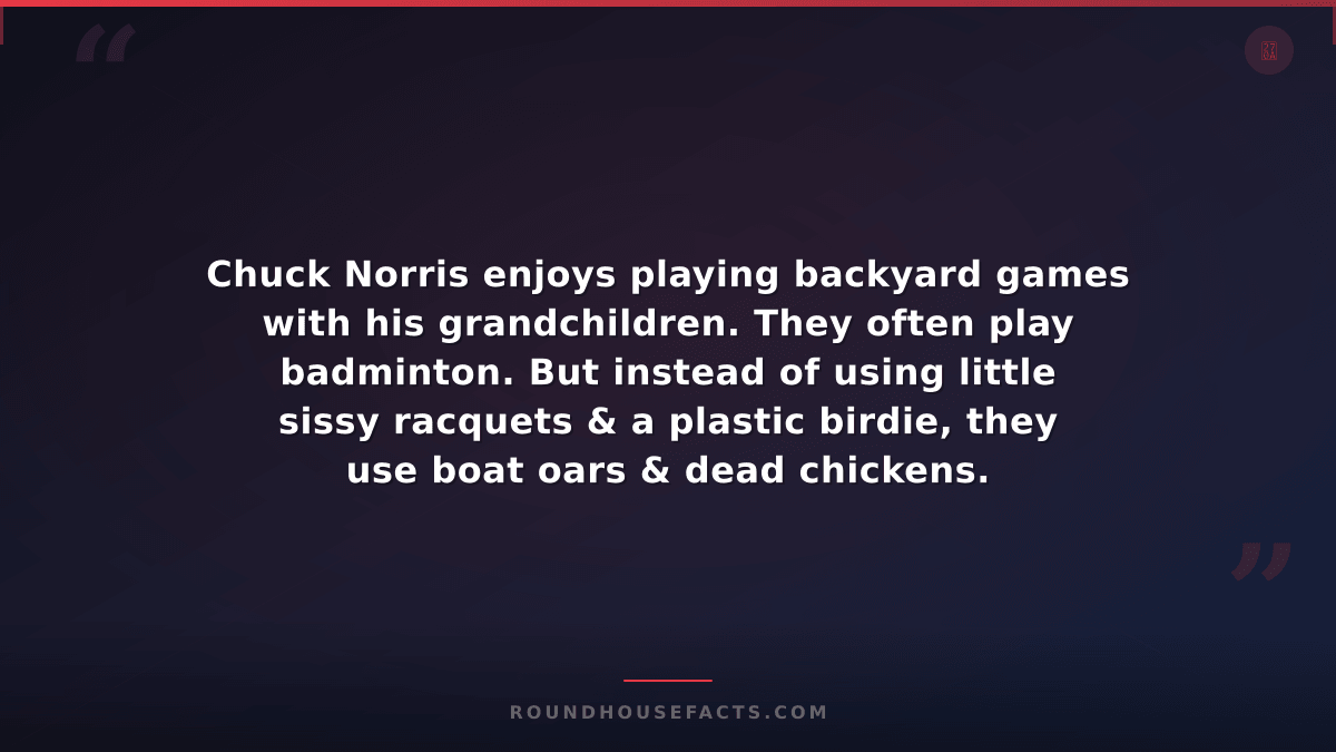 Chuck Norris Fact — Chuck Norris enjoys playing backyard games with his grandchi