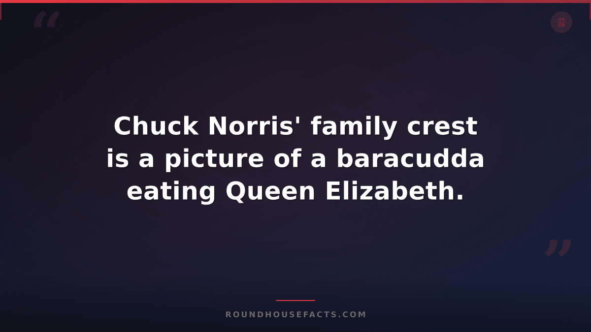 Chuck Norris Fact — Chuck Norris' family crest is a picture of a baracudda eatin