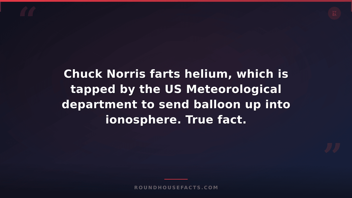 Chuck Norris Fact — Chuck Norris farts helium, which is tapped by the US Meteoro