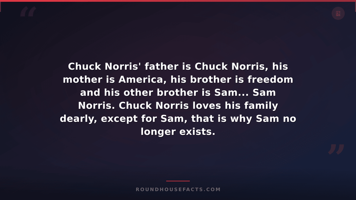 Chuck Norris Fact — Chuck Norris' father is Chuck Norris, his mother is America,