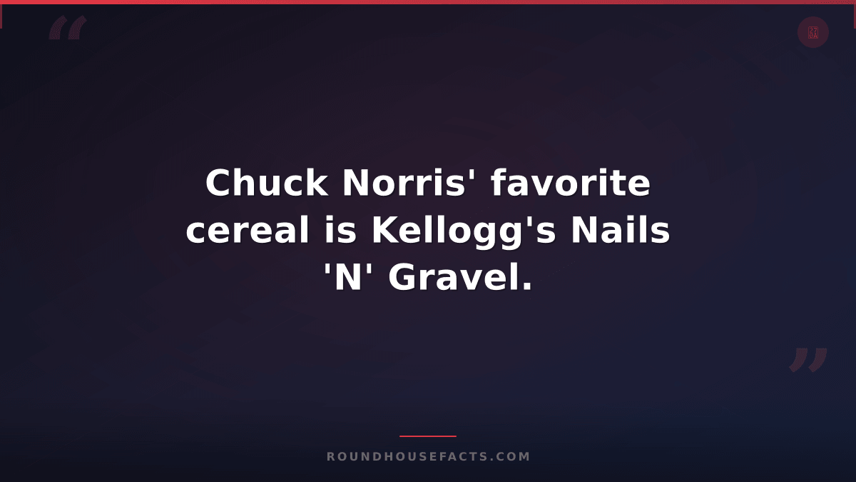 Chuck Norris Fact — Chuck Norris' favorite cereal is Kellogg's Nails 'N' Gravel.
