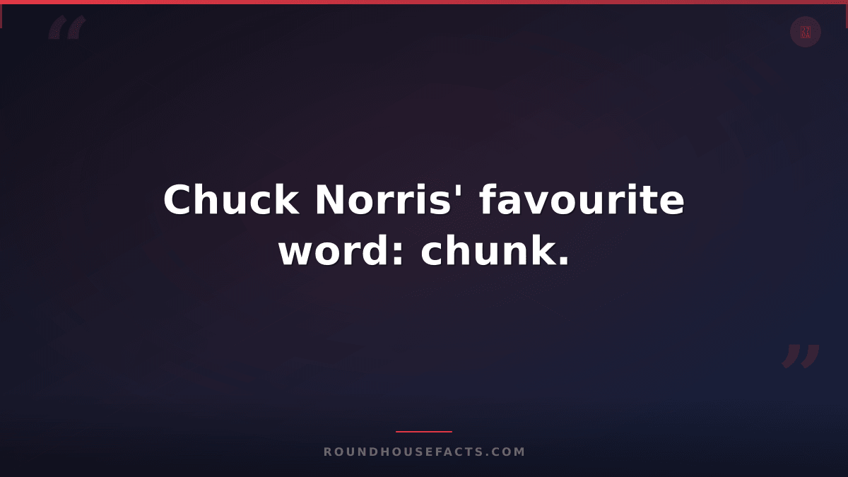 Chuck Norris Fact — Chuck Norris' favourite word: chunk.