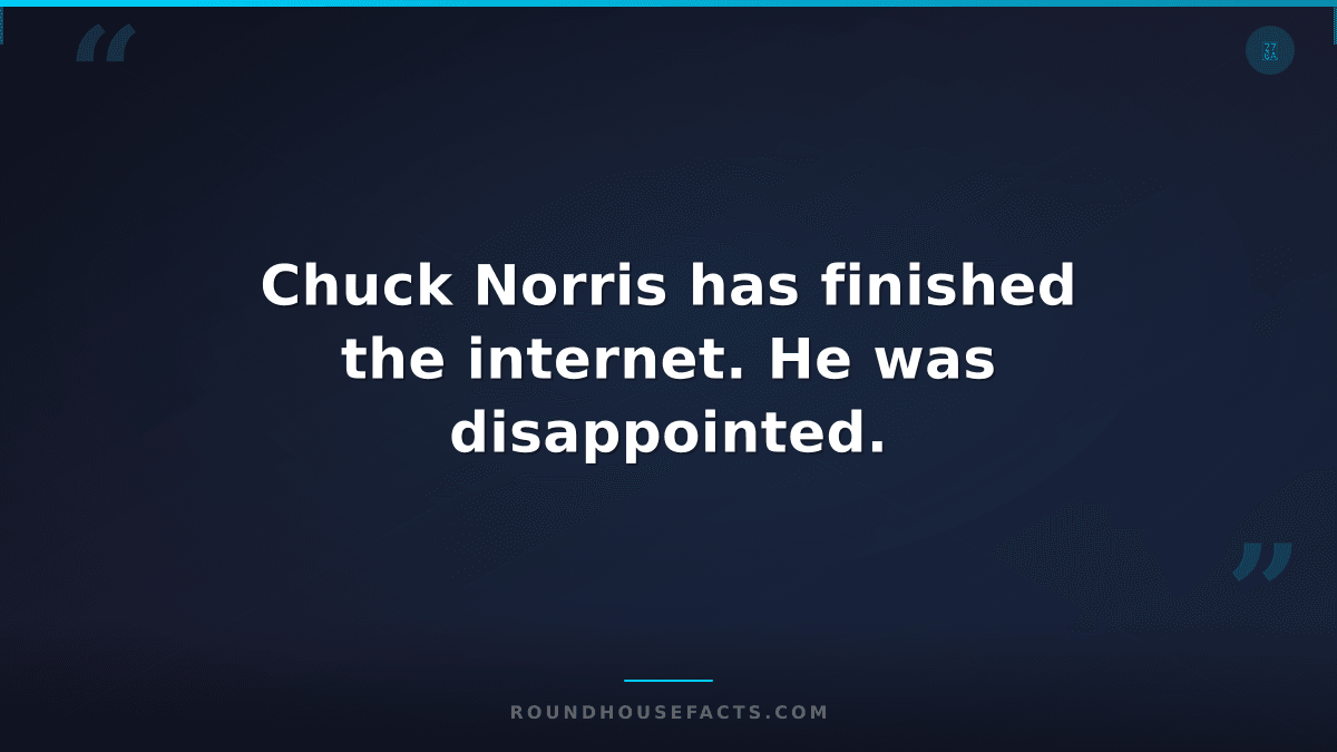 Chuck Norris Fact — Chuck Norris has finished the internet. He was disappointed.