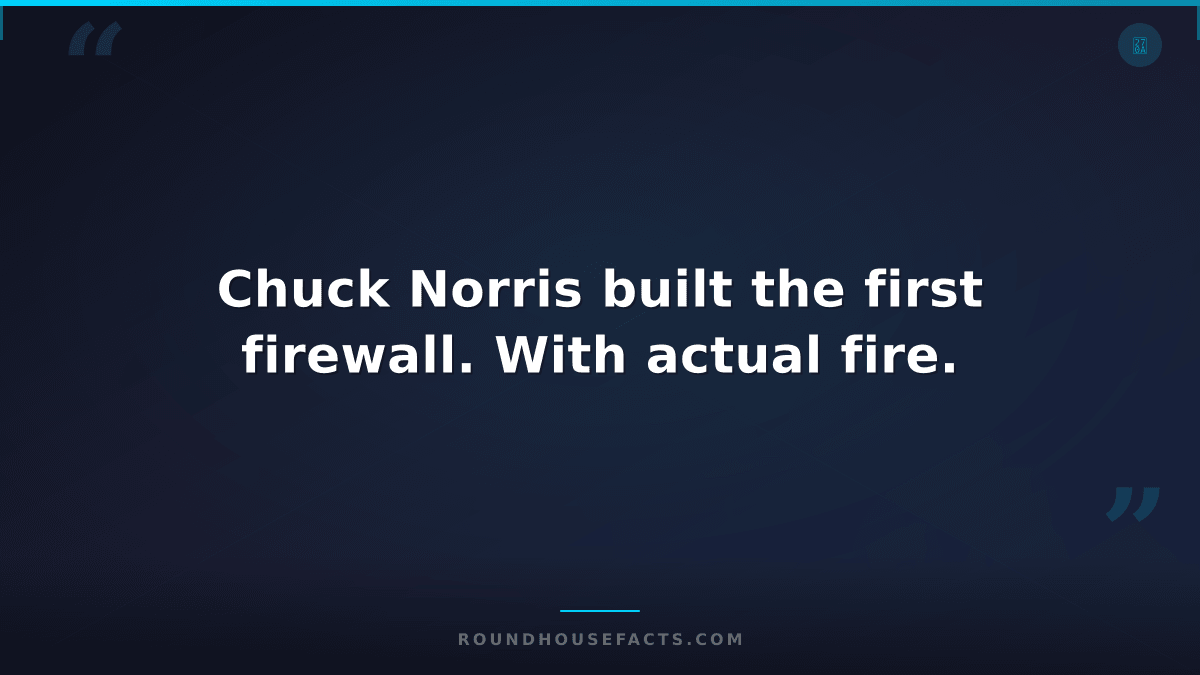 Chuck Norris Fact — Chuck Norris built the first firewall. With actual fire.