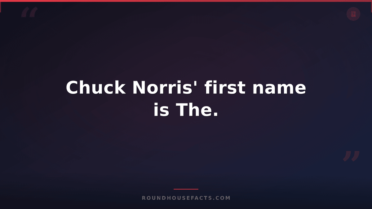 Chuck Norris Fact — Chuck Norris' first name is The.