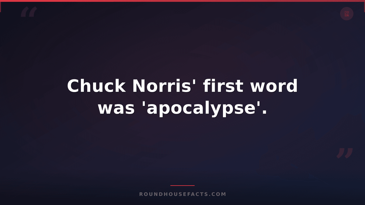 Chuck Norris Fact — Chuck Norris' first word was 'apocalypse'.