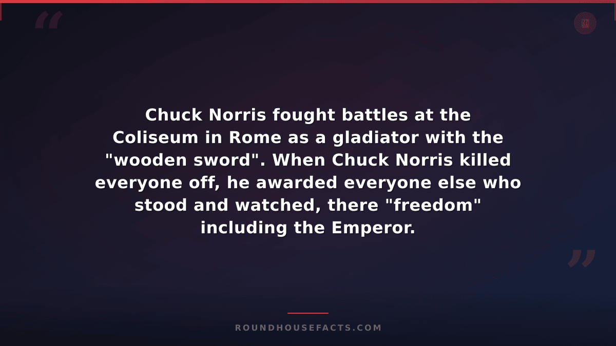 Chuck Norris Fact — Chuck Norris fought battles at the Coliseum in Rome as a gla