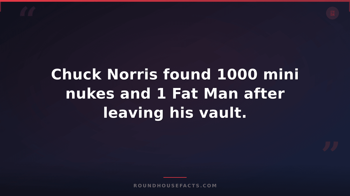 Chuck Norris Fact — Chuck Norris found 1000 mini nukes and 1 Fat Man after leavi