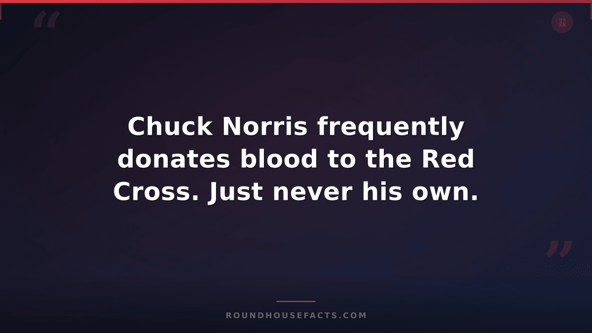 Chuck Norris Fact — Chuck Norris frequently donates blood to the Red Cross. Just