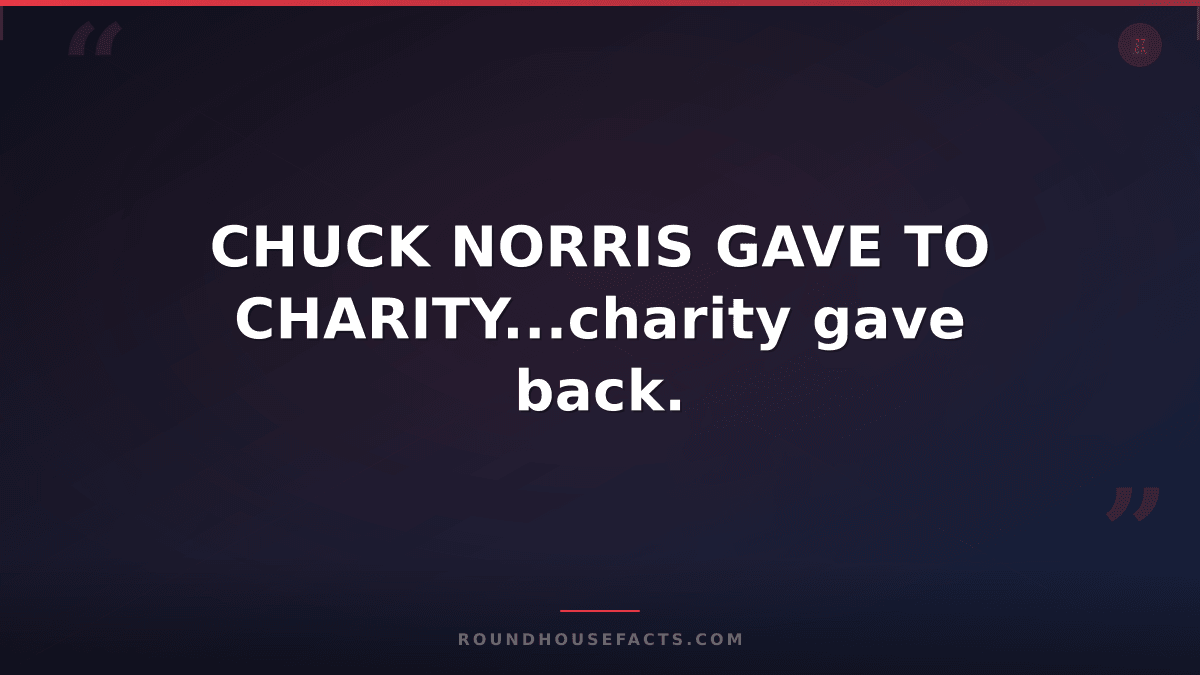 Chuck Norris Fact — CHUCK NORRIS GAVE TO CHARITY...charity gave back.