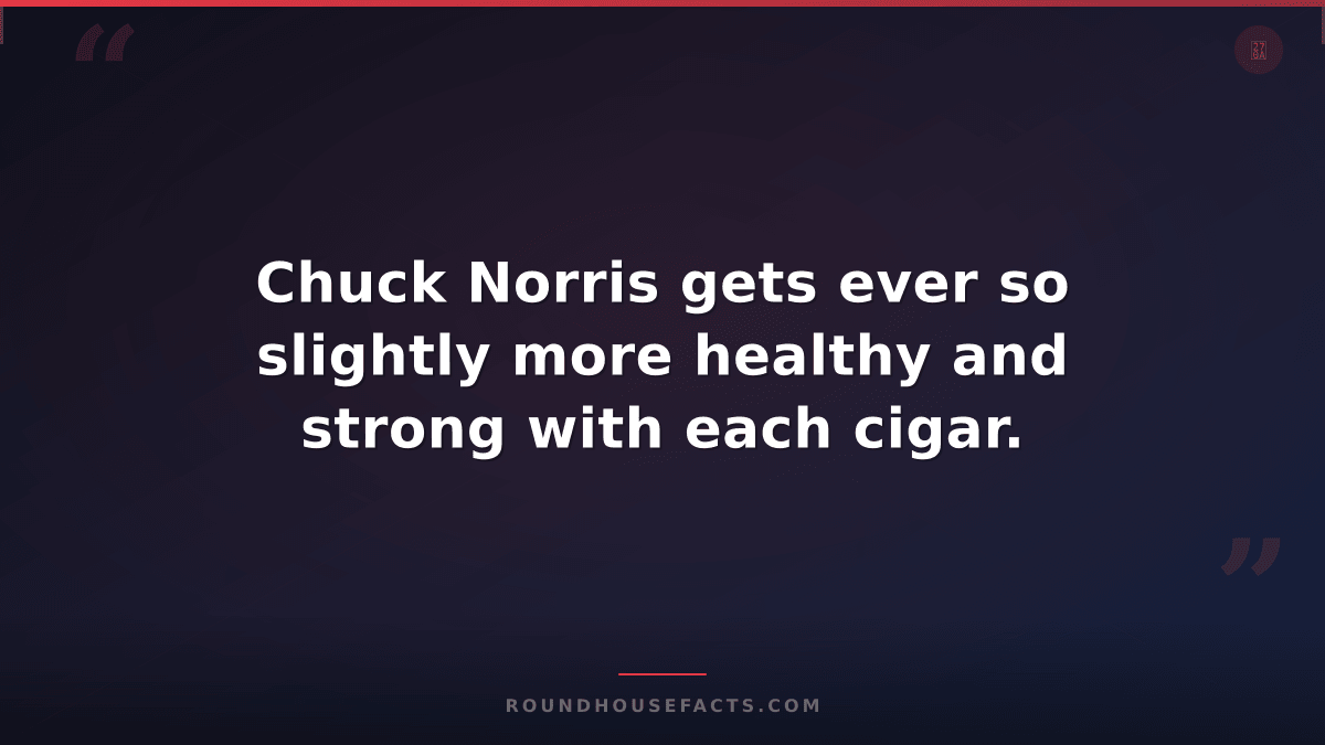 Chuck Norris Fact — Chuck Norris gets ever so slightly more healthy and strong w