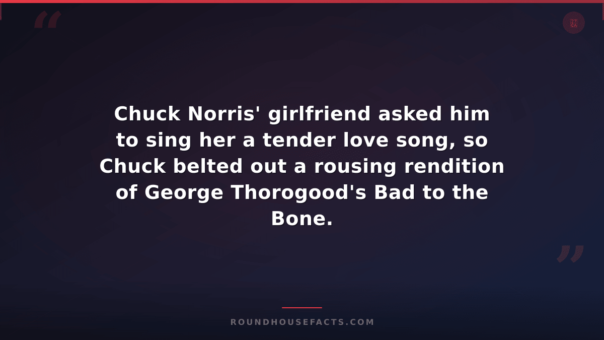 Chuck Norris Fact — Chuck Norris' girlfriend asked him to sing her a tender love