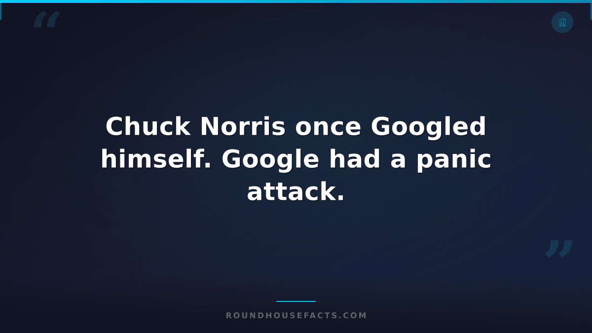 Chuck Norris Fact — Chuck Norris once Googled himself. Google had a panic attack