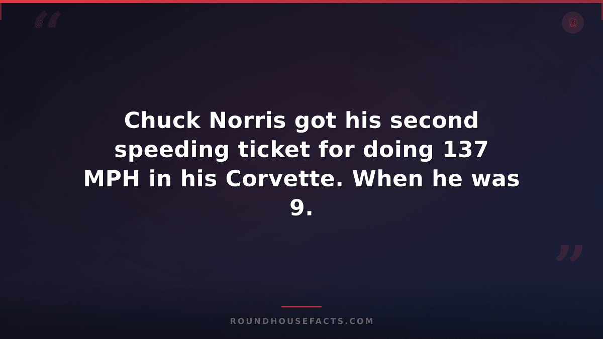 Chuck Norris Fact — Chuck Norris got his second speeding ticket for doing 137 MP