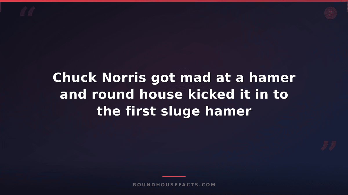 Chuck Norris Fact — Chuck Norris got mad at a hamer and round house kicked it in
