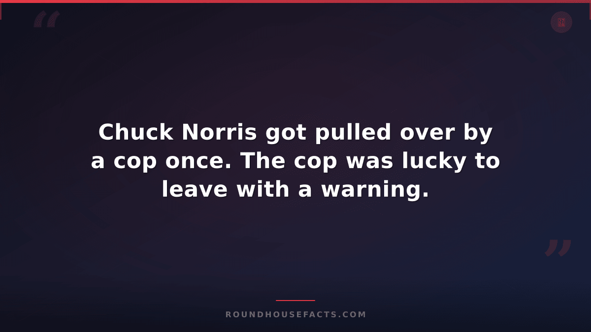 Chuck Norris Fact — Chuck Norris got pulled over by a cop once. The cop was luck