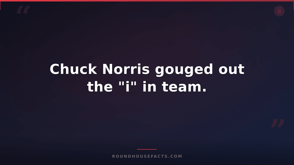 Chuck Norris Fact — Chuck Norris gouged out the "i" in team.