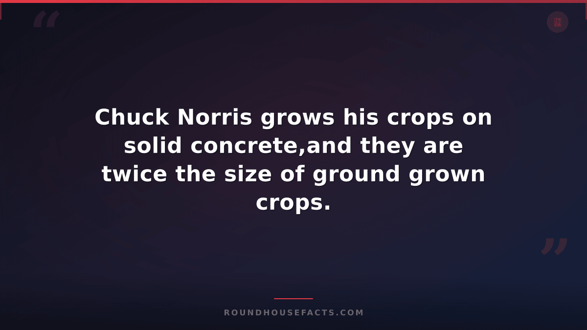 Chuck Norris Fact — Chuck Norris grows his crops on solid concrete,and they are