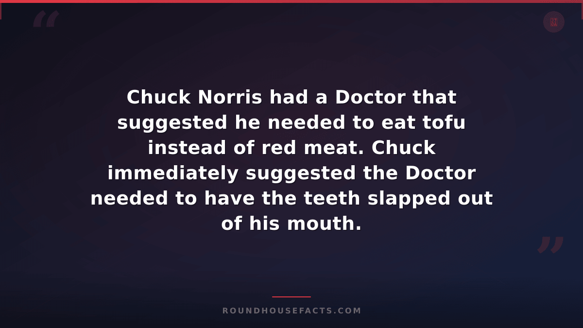 Chuck Norris Fact — Chuck Norris had a Doctor that suggested he needed to eat to